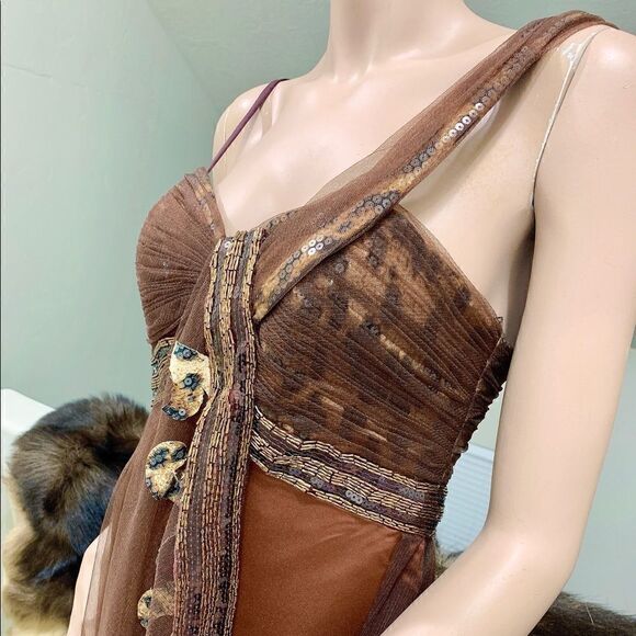 Chic Asymmetric Design, Beaded & Sequined Evening Dress - Picture 6 of 15